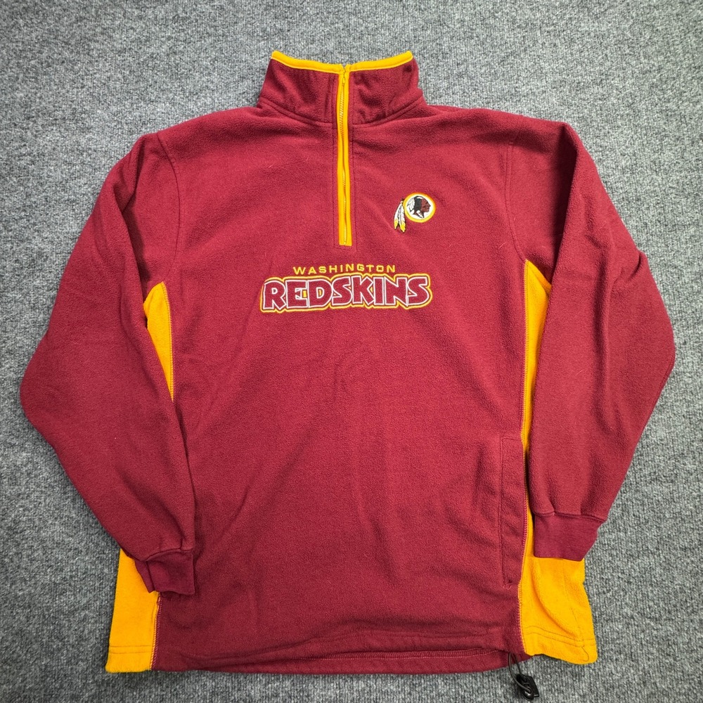 Washington Redskins NFL Quarter Zip Mens L Burgundy Gold Embroidered Fleece